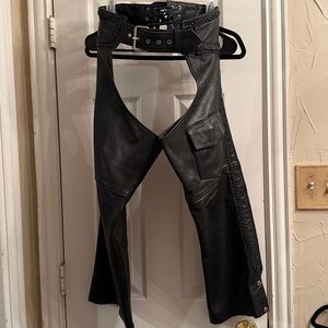 Black 100% genuine Leather Chaps for kids